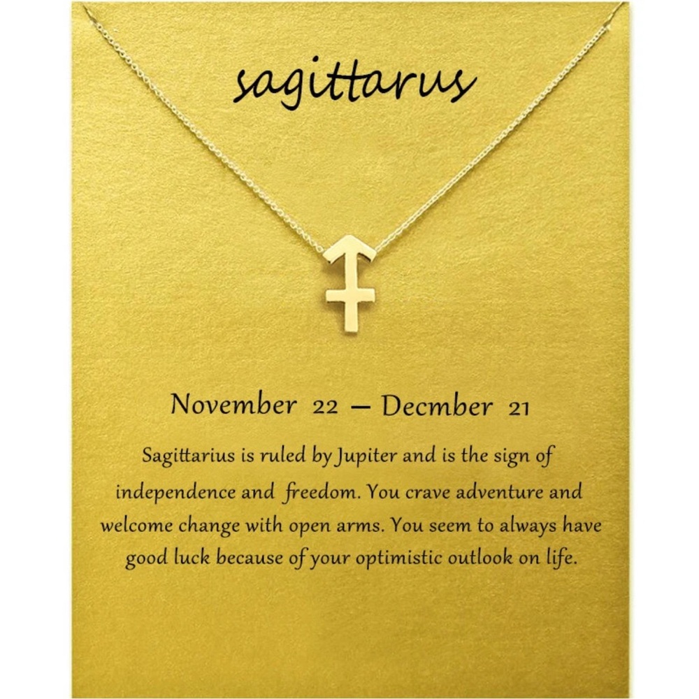 Gold Sagittarius Zodiac Necklace